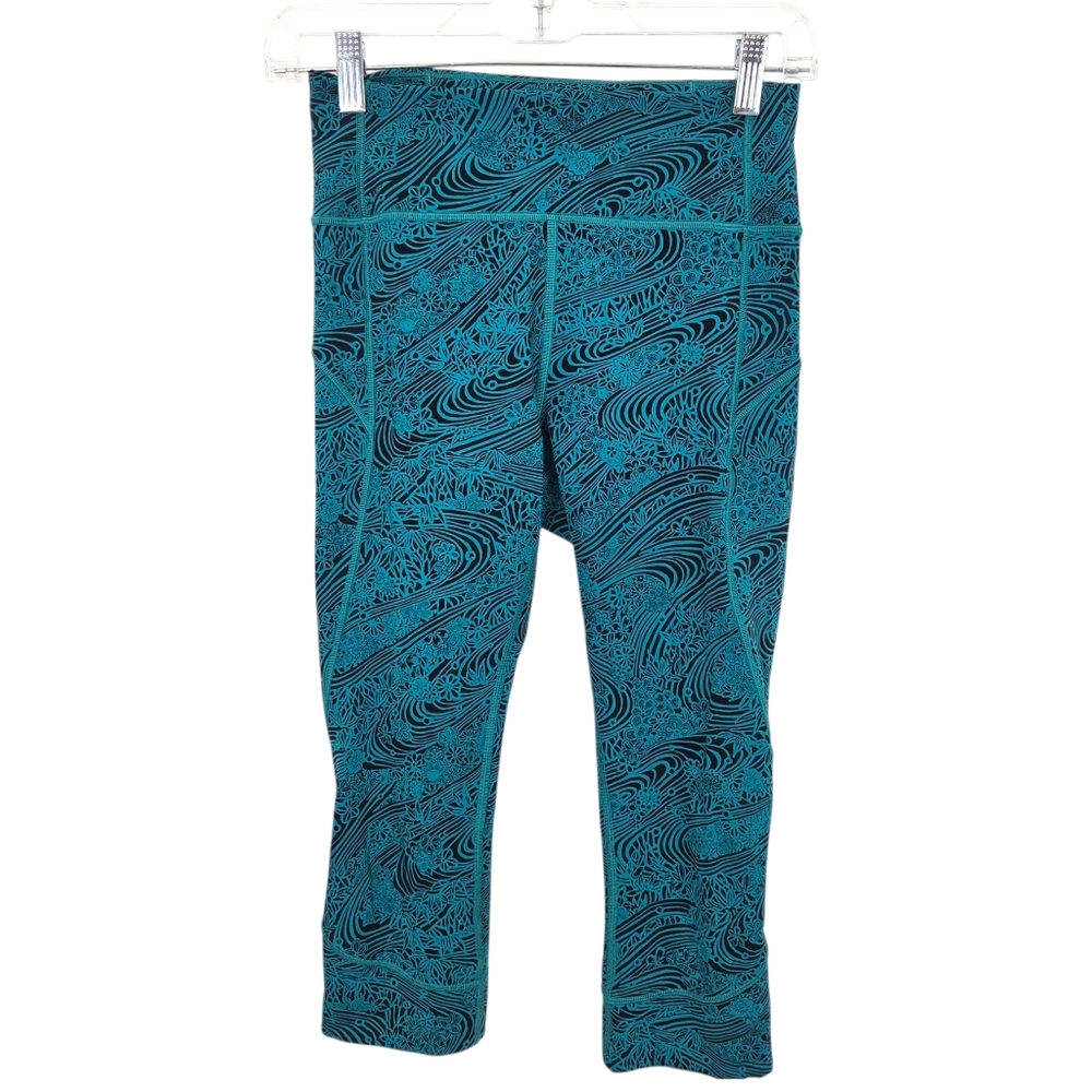 Lululemon In Movement Crop Leggings Womens 6 Everlux 19 Kitakami Green Black - Picture 6 of 13